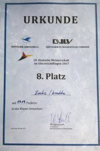 REMOS Deutsche UL-Meisterschaft 2017 Urkunde